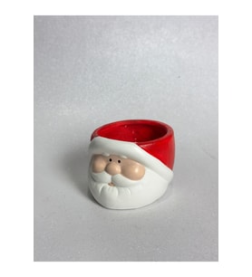 Yılbaşı Noel Baba Figürlü Boş Sukulent Saksı Mumluk Takılık Dekoratif Hediyelik Eşya