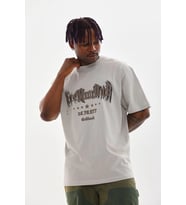 Erkek Baskılı T-Shirt Kısa Kol Bisiklet Yaka Rahat Kalıp Tişört - Gri