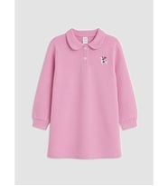 LCW Kids Pembe Polo Yaka Baskılı Kız Çocuk Elbise