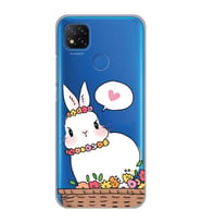 Xiaomi Redmi 9C / 10A Uyumlu Sevimli Tavşan Tasarımlı Şeffaf Telefon Kılıfı