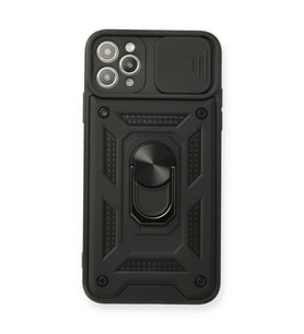 Apple İphone 11 Pro Max Kılıf Pars Lens Yüzüklü Silikon - Siyah