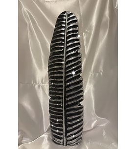 Yaprak Vazo Siyah Gümüş Vazo 57cm