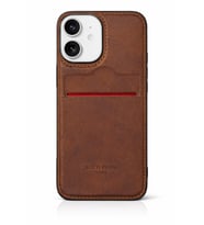 Apple iPhone 16 Kartlıklı Rich Boss Lüx Deri Kılıf Koyu Kahverengi