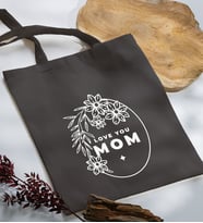 BK Gift Anneler Günü Tasarımlı Antrasit Kumaş Bez Çanta, Baskılı Omuz Çantası, Alışveriş Çantası, Anneler Günü Hediyesi, Anneye Hediye-4