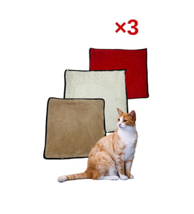 3'lü Yumuşak Peluş Kedi Halısı 40x40 cm, Kulübe İçi Pofuduk Minder