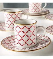 Regna Home Harmony Luna Kırmızı 6 Kişilik Kahve Fincan Takımı HBF-12-KFT-LUN-K  (Çok Renkli)