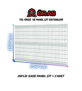 Yeşil Bahçe Teli Panel Çit 150 cm x 250 cm = 1-Adet (Y.Yeşil)