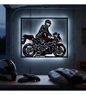Kişiye veya Fotoğrafa Özel Led Işıklı Ahşap Hediyelik Motosiklet Tabloları, Dekor