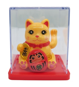 Maneki Neko El Sallayan Mini Şans Kedisi Krem Solar Güneş Enerjili 5x5cm S4KRM04