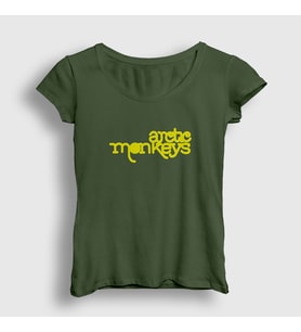 Presmono Kadın Haki Five Arctic Monkeys T-Shirt 13504tt (Haki)