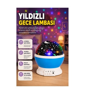Çocuk Odası Renkli LED Gece Lambası 6 Işık Modlu Atmosfer Aydınlatması