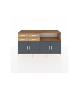 Kronos Konsol 4 Raflı 4 Çekmeceli 4 Kapaklı 176x59x99 Çam-Antrasit/Çam