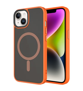Lexroo iPhone 14 Kılıf Mat Arka Yüzey Wireless Şarj Özellikli Flet M-safe Kılıf - Turuncu