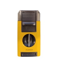 Parmida Çift Torch Pürmüz Dahili V Kesicili Sarı - Gunmetal Metal Puro Çakmağı - TR9212