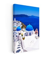 Kanvas Tablo Santorini Mavi Kubbeli Evler Şehir Mimari Tablo Ev Ofis Duvar Dekoru