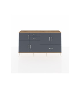 Arges Konsol 5 Raflı 3 Çekmeceli 5 Kapaklı 176x30x99 Çam-Antrasit