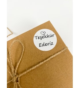 Teşekkür ederiz yazılı Yapışkanlı sticker etiket 4 cm . Zarf etiketi , ürün etiketi, hediye paketi etiketi