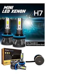 Slim Led Xenon Şimşek Etkili Mini Beyaz H7 Kapak Kapanma Garantili