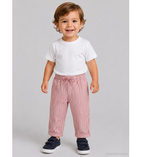 Civil Baby Çizgili 6-18 Ay Pantolon - Kırmızı