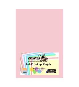 Açık Pembe Renkli A-4 Fotokopi Kağıdı 25 li 1 Paket Artlantis Fotokopi Renkli A4 Kağıdı