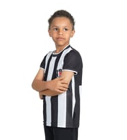 Beşiktaş Lisanslı Çocuk Çubuklu Umbro Forma (Siyah - Beyaz)