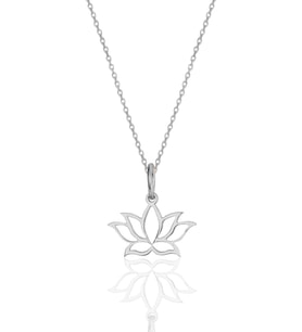 Gümüş rodyumlu sonsuz yaşamın simgesi lotus çiçeği kolye  SGTL11869RODAJ