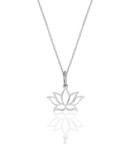 Gümüş rodyumlu sonsuz yaşamın simgesi lotus çiçeği kolye  SGTL11869RODAJ