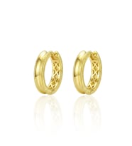 925 Ayar Gümüş küpe Üzeri Altın Kaplama Oluklu Ajda Halka Küpe SGTL13191GOLD