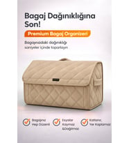Bagaj Çantası Oto Bagaj Organizer Lüks Tay Tüyü Su Geçirmez Kaymaz Katlanır Düzenleyici - Bej