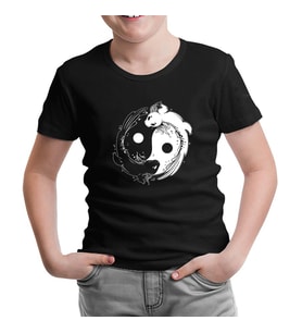 Koi Fishes Making Yin Yang Symbol Siyah Çocuk Tshirt