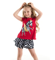 Balerin Zebra Kız Çocuk T-Shirt Şort Takım (Çok Renkli)