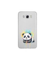 Samsung Galaxy J7 2016 ile Uyumlu Splash Panda Tasarımlı Şeffaf Silikon Kılıf