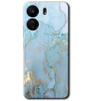 Xiaomi Redmi 13C Kılıf HD Desen Baskılı Kılıf - Mavi Gold Mermer