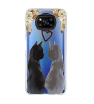 Poco X3 Pro / X3 NFC Uyumlu Kedi Çiftler Tasarımlı Şeffaf Telefon Kılıfı