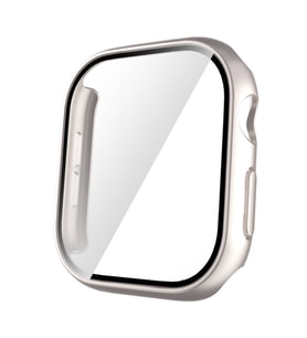 Apple Watch 10 42mm Uyumlu Sert PC Kasa ve Ekran Koruyucu Zore Watch Gard 35 (Bej)
