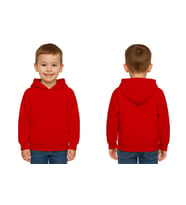 Unisex Düz Baskısız Çocuk Sweatshirt Kapüşonlu 3 İplik Şardonlu Kumaş (Kırmızı)