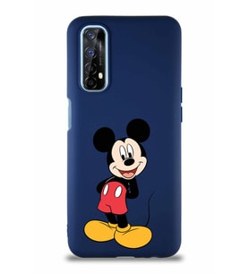 Realme 7 Soft Premier Kapak Mickey Mouse-B Tasarımlı Silikon Kılıf - Lacivert (Şeffaf)