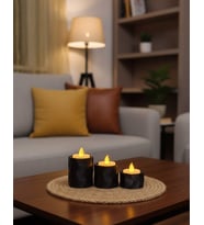 3'LÜ GEOMETRİK MUMLUK (Siyah)