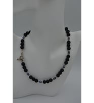 STONEAGE SİYAH İNCİ VE MAT ONİKS KOLYE