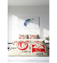 Çift Kişilik ( Lastikli Çarşaflı ) %100 Pamuk Saten Nevresim Takımı Love