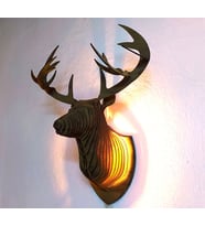 Deer Geyik Kafası Tasarımlı Doğal Ahşap Mdf Lazer Kesim Rustik Salon Aplik Duvar Dekoru