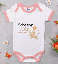 BK Kids Kişiye Özel Pembe Bebek Body Zıbın - Model 12