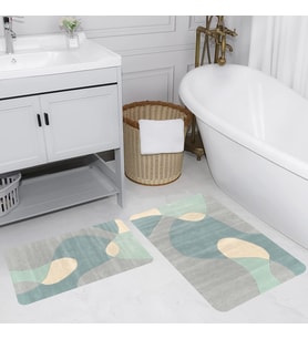 Rovigo Home Dijital Baskılı 2'li Banyo paspas Takımı RVG5184 (Yeşil)