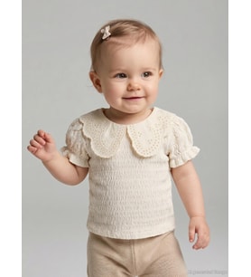 Pierre Cardin Bebe Yaka Kolu Fırfırlı 6-18 Ay Gömlek - Ekru