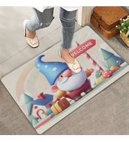 Valerine Life Şirin Cüce Dedesi Welcome Kapı Önü Paspası 45x70cm (Beyaz - Açık Gri)