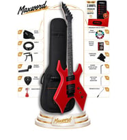 Maxword GT-Line-RD Profesyonel Warlock Kasa HH Elektro Gitar Seti Kırmızı