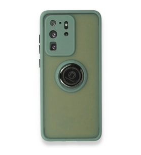 Samsung Galaxy S20 Ultra Kılıf Montreal Yüzüklü Silikon Kapak - Yeşil