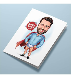 Kişiye Özel Çakma Süper Kahraman Karikatürlü Tebrik Kartı