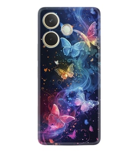 Oppo A5 Pro 5G Kılıf Boutique Baskılı Resimli Neon Kelebekler Pcode -092