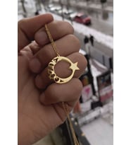 925 Ayar Gümüş İsimli Ayyıldız Kolye (Altın)